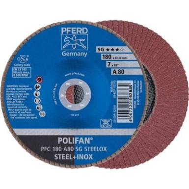 POLIFAN legyezőlapos csiszolókorong, PFC 180 A 80 SG STEELOX Pferd 67708185 ? 180 mm 10 db POLIFAN legyezőlapos csiszolókorong, PFC 180 A 80 SG STEELOX Pferd 67708185 ? 180 mm 10 db