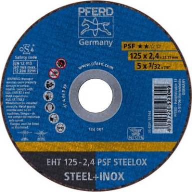 Vágótárcsa, egyenes 125 mm 22.23 mm Pferd Psf Steelox 61721122 25 db Vágótárcsa, egyenes 125 mm 22.23 mm Pferd Psf Steelox 61721122 25 db