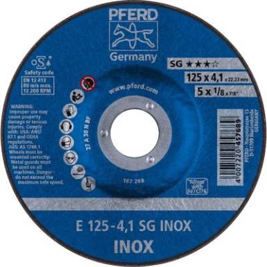 Nagyolótárcsa, hajlított 125 mm 22.23 mm Pferd Sg Inox 62212423 10 db Nagyolótárcsa, hajlított 125 mm 22.23 mm Pferd Sg Inox 62212423 10 db