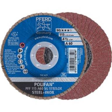 POLIFAN legyezőlapos csiszolókorong, PFF 115 A 60 SG STEELOX Pferd 67606115 ? 115 mm 10 db POLIFAN legyezőlapos csiszolókorong, PFF 115 A 60 SG STEELOX Pferd 67606115 ? 115 mm 10 db