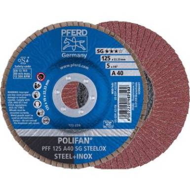 POLIFAN legyezőlapos csiszolókorong, PFF 125 A 40 SG STEELOX Pferd 67604125 ? 125 mm 10 db POLIFAN legyezőlapos csiszolókorong, PFF 125 A 40 SG STEELOX Pferd 67604125 ? 125 mm 10 db