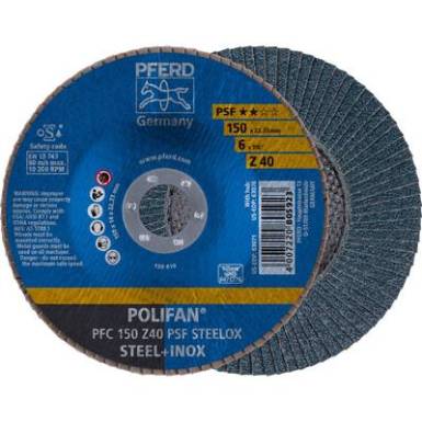 POLIFAN legyezőlapos csiszolókorong, PFC 150 Z 40 PSF STEELOX Pferd 67764150 ? 150 mm 10 db POLIFAN legyezőlapos csiszolókorong, PFC 150 Z 40 PSF STEELOX Pferd 67764150 ? 150 mm 10 db