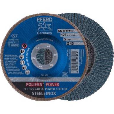 POLIFAN legyezőlapos csiszol&oacute;korong, PFC 125 Z 40 SG POWER STEELOX Pferd 67784125 ? 125 mm 10 db
