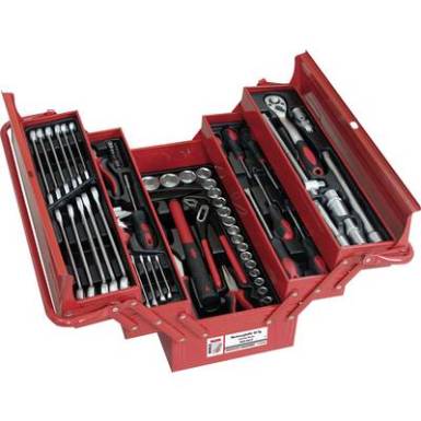 Holzmann Maschinen WZK86CrV Szerszámos láda tartalommal Piros Holzmann Maschinen WZK86CrV Szerszámos láda tartalommal Piros