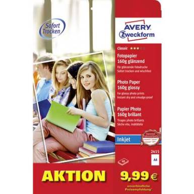 F&eacute;nyk&eacute;p pap&iacute;r Avery-Zweckform Photo Paper glossy 2415 DIN A4 160 g/m? 40 lap F&eacute;nyes