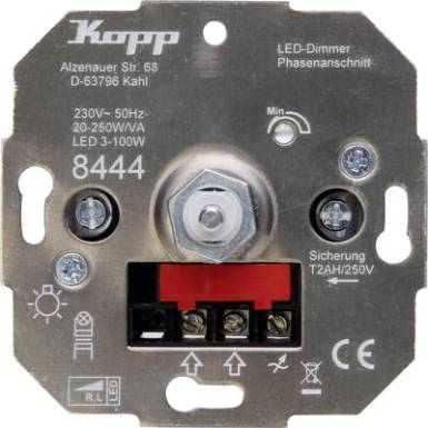Kopp 844400008 Be&eacute;p&iacute;thető dimmer Alkalmas f&eacute;nyforr&aacute;sokhoz: LED-es izz&oacute;, Halog&eacute;n izz&oacute;, Izz&oacute;