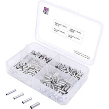 T1903C022 TRU COMPONENTS Érvéghüvely készlet 1 x 0.75, 1, 1.50, 2.50 mm?, mm?, mm?, mm? x 8 mm Szigetelés nélkül Ezüst 300 rész T1903C022 TRU COMPONENTS Érvéghüvely készlet 1 x 0.75, 1, 1.50, 2.50 mm?, mm?, mm?, mm? x 8 mm Szigetelés nélkül Ezüst 300 rész