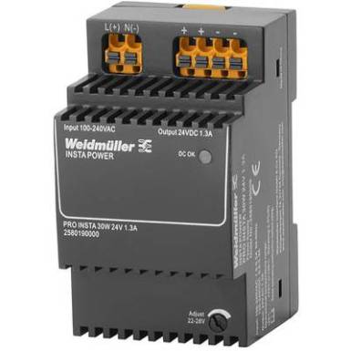 Weidmüller PRO INSTA 30W 24V 1.3A Kalapsínes tápegység 24 V/DC 1.3 A 30 W Weidmüller PRO INSTA 30W 24V 1.3A Kalapsínes tápegység 24 V/DC 1.3 A 30 W
