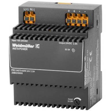 Weidmüller PRO INSTA 60W 24V 2.5A Kalapsínes tápegység 24 V/DC 2.5 A 60 W Weidmüller PRO INSTA 60W 24V 2.5A Kalapsínes tápegység 24 V/DC 2.5 A 60 W