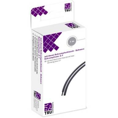 TRU COMPONENTS 8435120 Zsugorcső ragaszt&oacute; n&eacute;lk&uuml;l Fekete 2 mm Zsugorod&aacute;si ar&aacute;ny:2:1 1 m