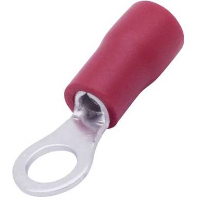 TRU COMPONENTS 8436692 Gyűrűs k&aacute;belsaru Keresztmetszet (max.)=1.50 mm? Lyuk &aacute;tm&eacute;rő=4.30 mm R&eacute;szlegesen szigetelt Piros 25 db