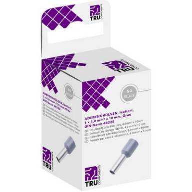 8436868 TRU COMPONENTS Érvéghüvely 1 x 4 mm? x 10 mm Részlegesen szigetelt Szürke 50 db 8436868 TRU COMPONENTS Érvéghüvely 1 x 4 mm? x 10 mm Részlegesen szigetelt Szürke 50 db