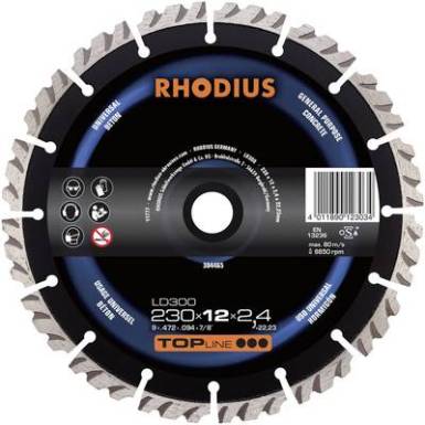Rhodius LD300 gyémántvágó korong 230 x 12,0 x 2,4 x 22,23 mm Rhodius 304465 ? 230 mm 1 db Rhodius LD300 gyémántvágó korong 230 x 12,0 x 2,4 x 22,23 mm Rhodius 304465 ? 230 mm 1 db