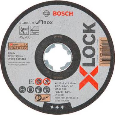 Vágótárcsa, egyenes 125 mm 22.23 mm Bosch Accessories 2608619267 10 db Vágótárcsa, egyenes 125 mm 22.23 mm Bosch Accessories 2608619267 10 db