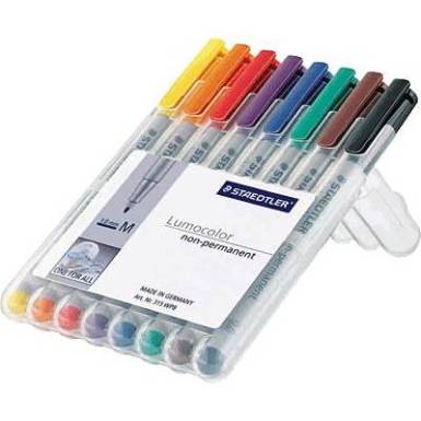 Staedtler Lumocolor M non-permanent 315 Kék, Barna, Sárga, Zöld, Narancs, Piros, Fekete, Viola 315 WP8 Staedtler Lumocolor M non-permanent 315 Kék, Barna, Sárga, Zöld, Narancs, Piros, Fekete, Viola 315 WP8