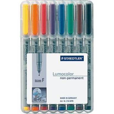 Staedtler Lumocolor F non-permanent 316 Kék, Barna, Sárga, Zöld, Narancs, Piros, Fekete, Viola 316 WP8 Staedtler Lumocolor F non-permanent 316 Kék, Barna, Sárga, Zöld, Narancs, Piros, Fekete, Viola 316 WP8