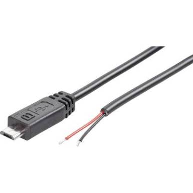 Micro USB kábel, szerelhető, forrasztható kábelvéggel Micro USB B dugóval 1.8 m fekete, BKL Electronic 10080100 Micro USB kábel, szerelhető, forrasztható kábelvéggel Micro USB B dugóval 1.8 m fekete, BKL Electronic 10080100