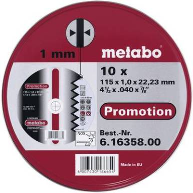 Vágótárcsa, egyenes 115 mm 22.23 mm Metabo 616358000 10 db Vágótárcsa, egyenes 115 mm 22.23 mm Metabo 616358000 10 db