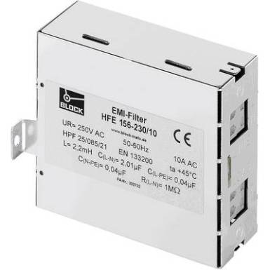 R&aacute;di&oacute;jel vez&eacute;rl&eacute;sű zavarszűrő 250 V/AC 12 A (Sz x Ma) 45 mm x 110 mm Block HFE 156-230/12 1 db