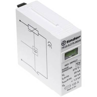 Finder Varistor-Schutzmodul 7P.20.8.275.0020 Dugaszolható túlfeszültség levezető 20 kA Finder Varistor-Schutzmodul 7P.20.8.275.0020 Dugaszolható túlfeszültség levezető 20 kA
