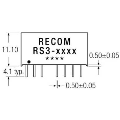 RECOM RS3-1209S DC/DC feszültségváltó, nyák 12 V/DC 9 V/DC 333 mA 3 W Kimenetek száma: 1 x RECOM RS3-1209S DC/DC feszültségváltó, nyák 12 V/DC 9 V/DC 333 mA 3 W Kimenetek száma: 1 x