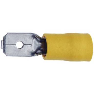 Klauke 850 Lapos&eacute;rintkezős dug&oacute; Dugasz sz&eacute;less&eacute;g: 6.3 mm Dugaszol&aacute;si vastags&aacute;g: 0.8 mm 180 &deg; R&eacute;szlegesen szigetelt S&aacute;rga 1 db