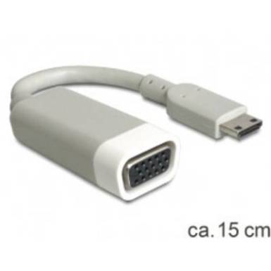 HDMI - VGA átalakító adapter, 1x mini HDMI C dugó - 1x VGA aljzat, fehér, Delock HDMI - VGA átalakító adapter, 1x mini HDMI C dugó - 1x VGA aljzat, fehér, Delock