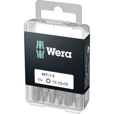 Torx bit T 25 Wera 867/1 Z DIY SiS Szersz&aacute;mac&eacute;l &Ouml;tv&ouml;z&ouml;tt, Kem&eacute;ny edzett D 6.3 10 db