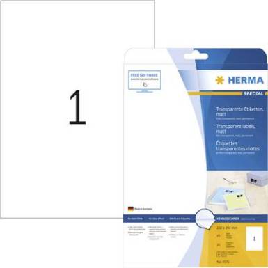 Herma 4375 Etikettek 210 x 297 mm Poli&eacute;szter f&oacute;lia &Aacute;tl&aacute;tsz&oacute; 25 db Univerz&aacute;lis etikett, Időj&aacute;r&aacute;s&aacute;ll&oacute; etikett