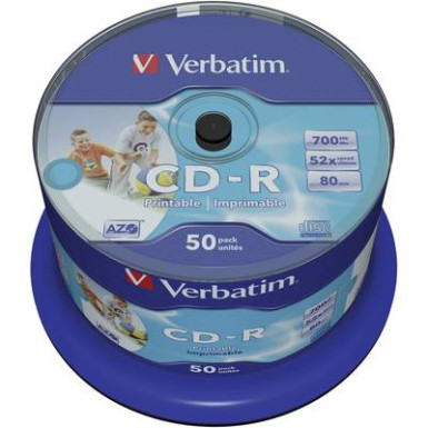 Írható CD-R 80 700 MB Verbatim 43438 50 db Nyomtatható