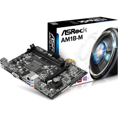 ASROCK AM1B-M AM1,AMD,2xDDR3,Max:1600MHz,Max:16GB,VGA,1xPCIE16,1xPCIE1,2xSATA3,4xUSB,2xUSB3,5.1,Gigabit,PS2:1,Micro-ATX