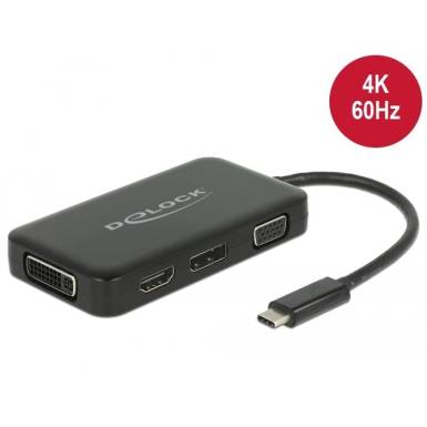 DeLock USB Type-C male > VGA/HDMI/DVI/DisplayPort female adapter Black 63929 DeLock USB Type-C male > VGA/HDMI/DVI/DisplayPort female adapter Black 63929
