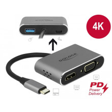 DELOCK Átalakító USB Type-C to HDMI, VGA, USB 3.0, PD 64074