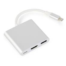 Gembird adapter USB type-C multi-adapter (USB type C, USB 3.0, HDMI) A-CM-HDMIF-02-SV
