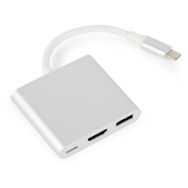 Gembird adapter USB type-C multi-adapter (USB type C, USB 3.0, HDMI) A-CM-HDMIF-02-SV