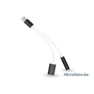 Haffner USB Type-C adapter 3,5 mm jack f&uuml;llhallgat&oacute;hoz/Type-C t&ouml;ltőh&ouml;z - fekete/feh&eacute;r PT-4851