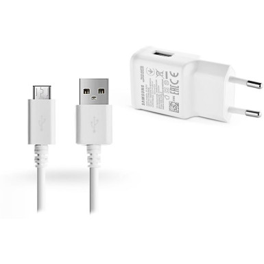 Samsung Samsung gyári USB hálózati töltő adapter + micro USB adatkábel - 5V/2A - EP-TA200EWE + ECB-DU68WE white (ECO csomaglás) SAM-0875