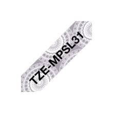 Brother TZe-MPSL31 lamin&aacute;lt P-touch szalag (12mm) Black on Silver Lace Pattern - 4m TZEMPSL31