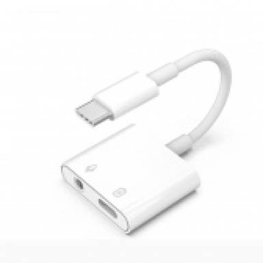 Adapter Type-C-3,5mm Jack töltő funkcióval, fehér ADAPT-TYPEC-JACK-CH1 Adapter Type-C-3,5mm Jack töltő funkcióval, fehér ADAPT-TYPEC-JACK-CH1