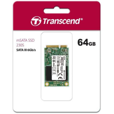 TRANSCEND TS64GMSA230S Transcend 64GB, mSATA SSD 230S, SATA3, 3D TLC, R/W 550/400 MB/s TS64GMSA230S