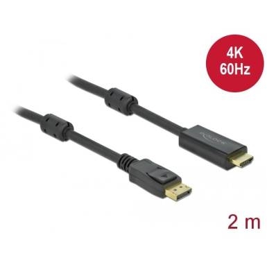 DELOCK k&aacute;bel Displayport 1.2 to HDMI 4K 60Hz akt&iacute;v, 2m 85956