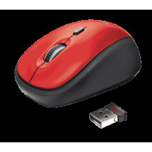 Trust Yvi Wireless Mini Mouse Red Optikai,Cordless,USB,Red,800/1600DPI