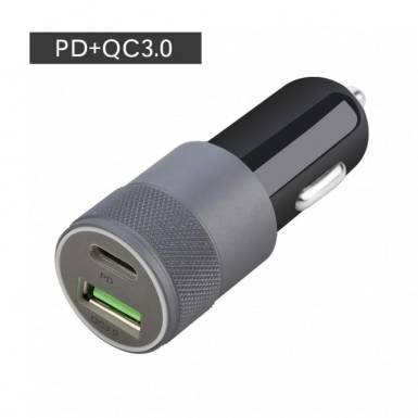 Aut&oacute;s t&ouml;ltő 1xUSB + 1xUSB-C aljzattal 18W nBase NBA-CARQCC-18W 750472