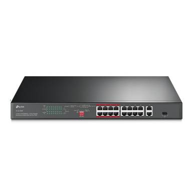 TP-LINK Switch 16x100Mbps (16xPOE+) + 2x1000Mbps + 1xGigabit kombó SFP, TL-SL1218MP TL-SL1218P TP-LINK Switch 16x100Mbps (16xPOE+) + 2x1000Mbps + 1xGigabit kombó SFP, TL-SL1218MP TL-SL1218P