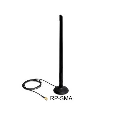 DeLock WLAN 802.11 b/g/n Antenna RP-SMA 6.5 dBi Omnidirectional Joint With Magnetic Stand 88410 DeLock WLAN 802.11 b/g/n Antenna RP-SMA 6.5 dBi Omnidirectional Joint With Magnetic Stand 88410