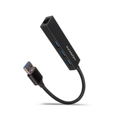 AXAGON HMA-GL3A USB3.2 multiport Hub 3-port + LAN metal black HMA-GL3A