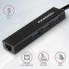 AXAGON HMA-GL3A USB3.2 multiport Hub 3-port + LAN metal black HMA-GL3A