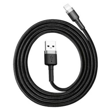 Baseus Lightning Cafule iPhone Adat- &eacute;s t&ouml;ltők&aacute;bel 1.5A 2m Sz&uuml;rke + Fekete CALKLF-CG1