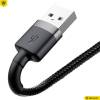 Baseus Lightning Cafule iPhone Adat- &eacute;s t&ouml;ltők&aacute;bel 1.5A 2m Sz&uuml;rke + Fekete CALKLF-CG1