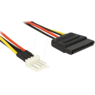 Delock Power Cable SATA 15 pin male - 4 pin floppy male 40 cm 83878